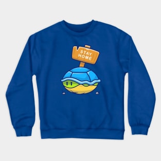 Cute turtle stay at home cartoon Crewneck Sweatshirt